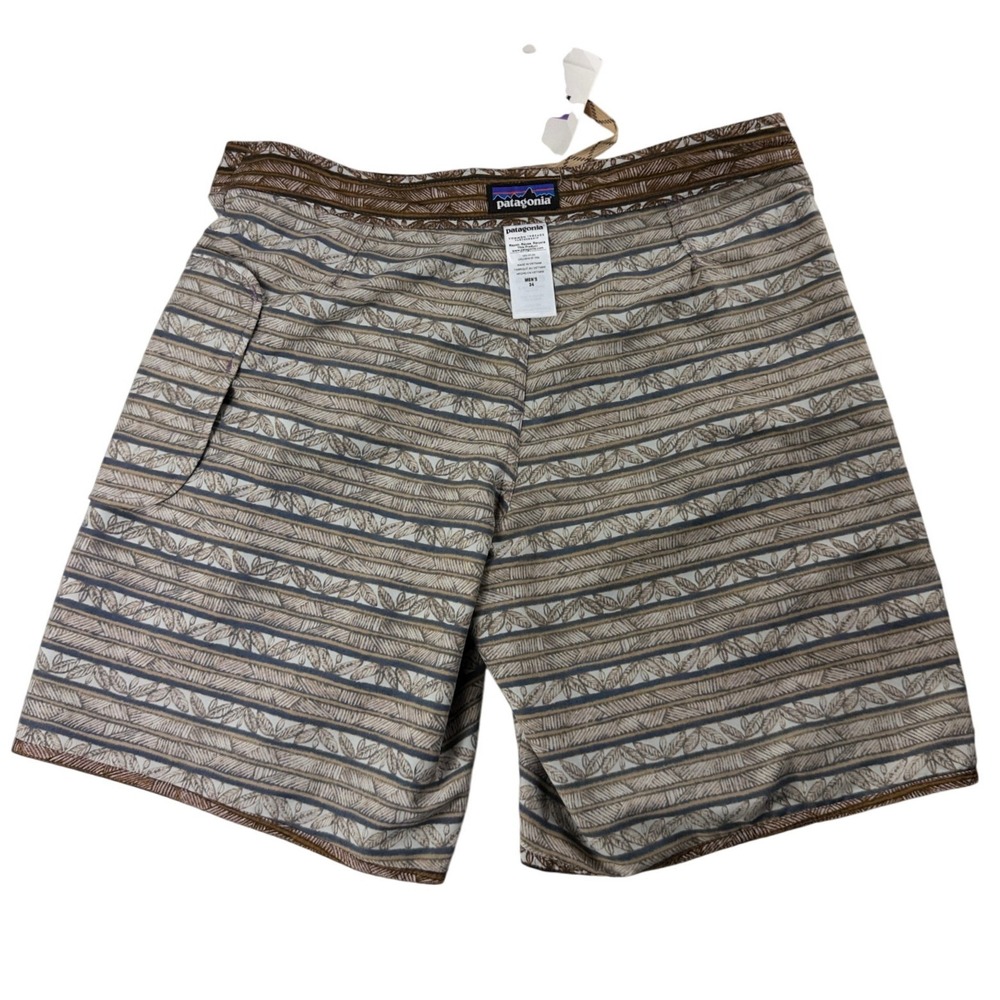 Patagonia Mens Minimalist Wavefarer Board Shorts 34 Brown Tapa Stripe 86769 NWT - Picture 14 of 14